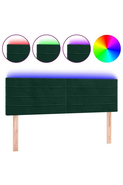 vidaxl Tăblie de pat cu LED, verde închis, 144x5x78/88 cm, catifea
