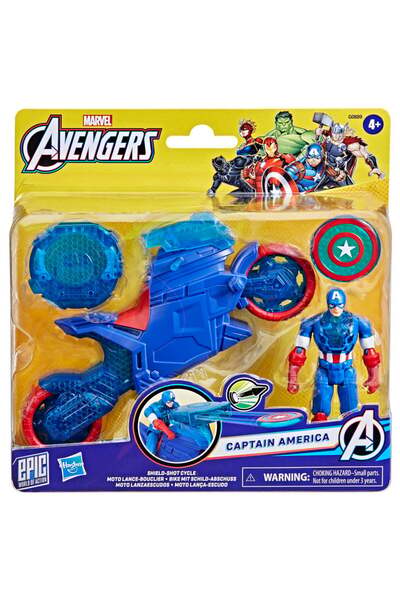 Marvel Figurina cu motocicleta si scut, Avengers, Captain America, 10 cm, G0889