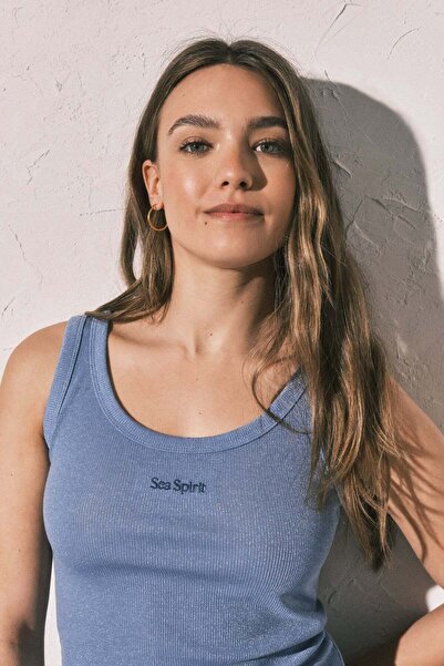 Women'secret Blue Lurex Ribbed Vest Top