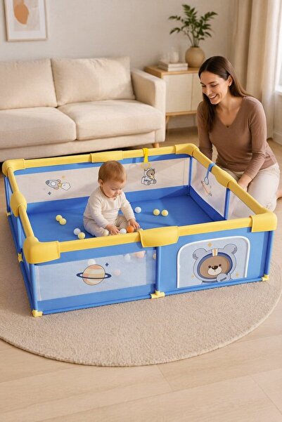 Generic حاجز لعب قابل للطي من البوليستر مقاس 150×180 سم للاستخدام الداخلي وال...