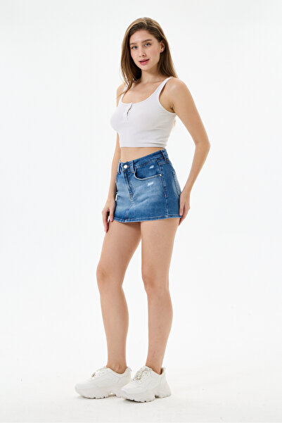 Eseclass Women's High Waist Denim Shorts Skirt