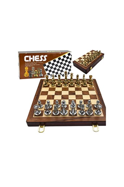 LEAN Set de șah pliabil cu piese metalice, 29,5 x 29,5 x 3 cm, 31099