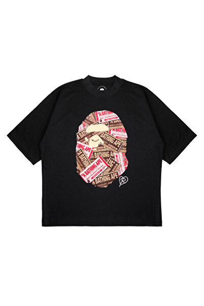 PURE EFFECT Unisex oversize A BATHING APE čokoladna majica sa printom, široko...