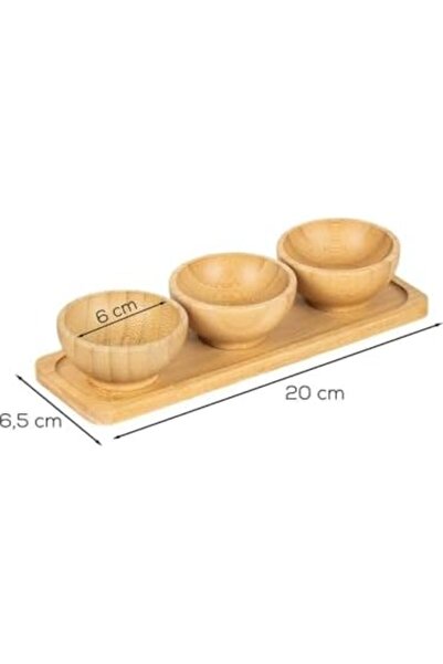 Yıldızan Msa Shop 4 Piece Bamboo Sauce Bowl, Snack Bowl, Breakfast Bowl 931845