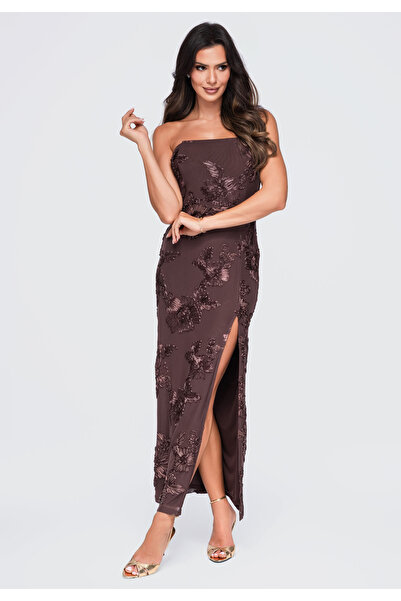Larica Women's Maxi Dress, Fitted, Strapless LA-OM-DLR430