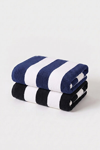 XJIM 2-Pack 100% Cotton Large Size Soft Quick-Drying Striped Beach Bath Towel...