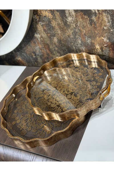 KARCILAR HOME STORE 2’li altın yaldızlı tepsi