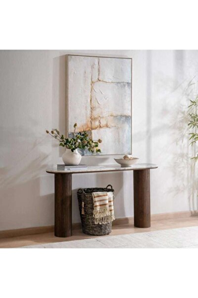 PAN HOME TRAOSA CONSOLE TABLE MARBLE - WHITE BROWN