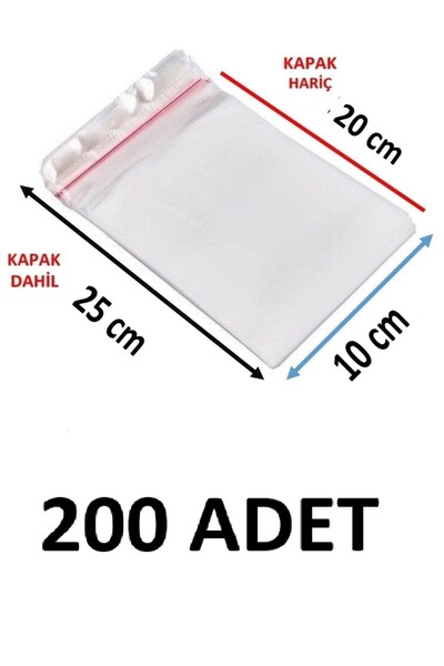 MTKardeşler 200 قطعة 10x20+5 سم أكياس جيلاتينية لاصقة شفافة