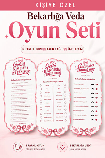 TOI SHOP İsme Özel Bride To Be Kart Oyun Seti – 3 Farklı Bekarlığa Veda Oyunu