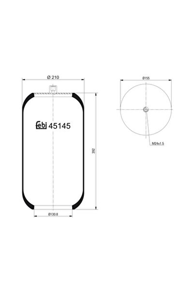 FEBI BILSTEIN Perna de Aer Fata (diametru: 155/210mm) Mercedes Integro (o 550...