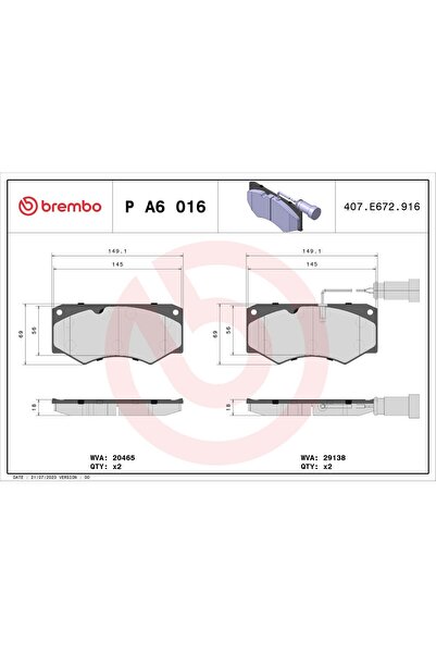 Brembo Placute Frana Fata Iveco Daily Ii 2.5d/2.8d 01.89-05.99 IVECO DAILY 2 ...