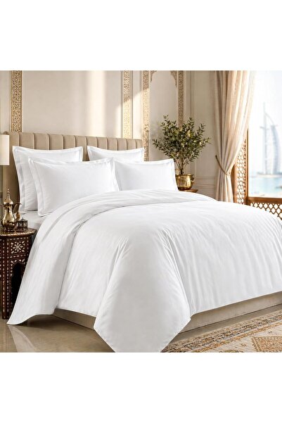 PIZUNA Deluxe 100% Cotton GCC Single Duvet Cover Set 160x210 cm White, 600 Th...