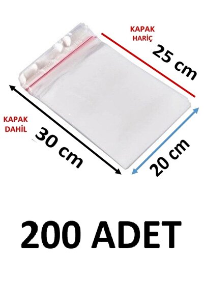 MTKardeşler 200 قطعة 20x25+5 سم أكياس جيلاتينية لاصقة شفافة