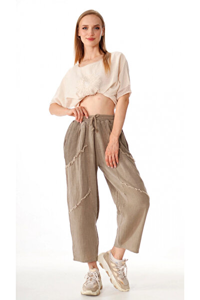 bysoca Women's Mink Cotton Linen Pocketed Washable Bohemian Loose Wide Leg Pa...