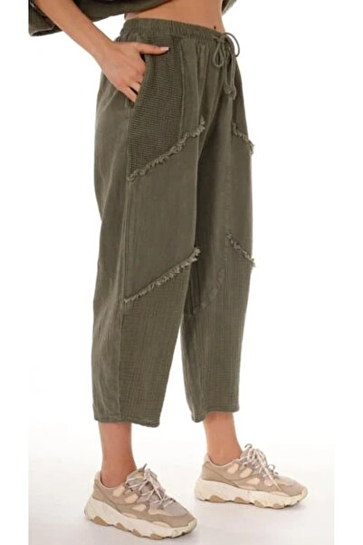 bysoca Women's Khaki Linen Pocket Washed Bohemian Pinterest Loose Wide Leg Pa...
