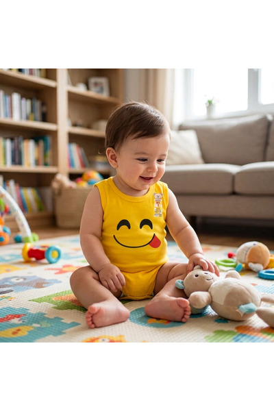 CUBBUX Unisex Baby Yellow Sleeveless Bodysuit - Baby Sleeveless Bodysuit Romp...
