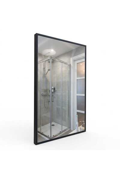 USART BANYO Plus Soft Siyah Banyo ve Duvar Aynası 65x40 Mdf Çerçeveli Estetik...