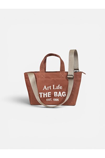 Canvas Tote Bag Fermuarlı Shopper Çanta - Omuz Çantası
