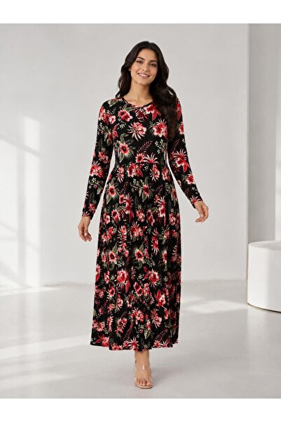 SENTEX Long Sleeve 3-Layer Ruffle Women's Dress