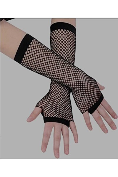 Corvus kolye&bileklik Black Long Fishnet Gloves Fingerless Mesh Party Concept...