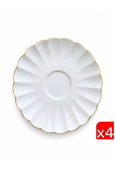 Kütahya Porselen Bone Luz Tea Plate 11.50cm Gold Gilded Set of 4