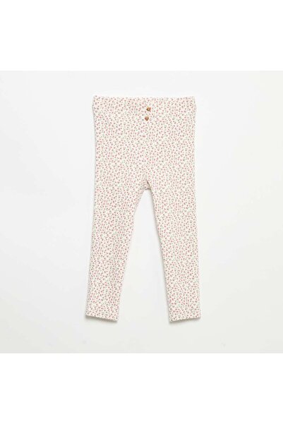 KIABI Long Patterned Ribbed Leggings WHITE
