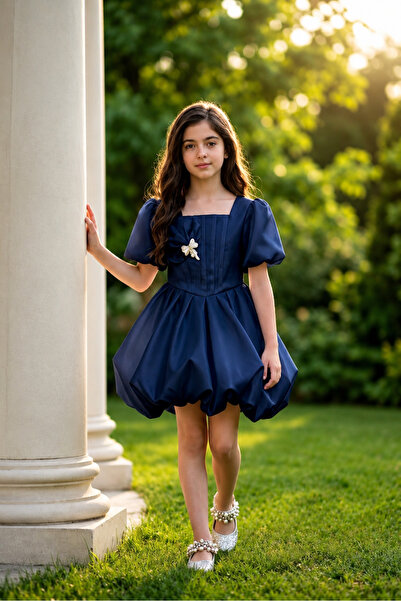 Minik mooda Girl's Balloon Skirt Evening Dress Short Sleeve Stylish Special O...
