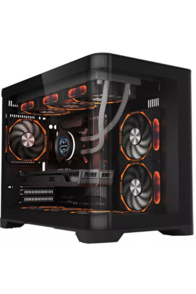1stPlayer Carcasa Acvariu Gaming UV6 Cube Tower Black 6 ARGB Fans + Controller