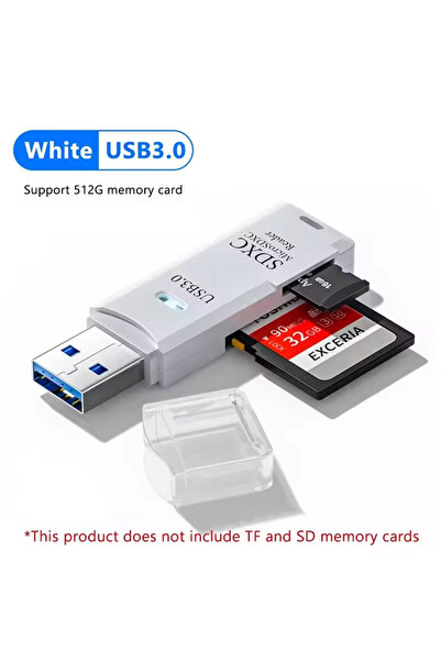 Choice White USB 3.0 Multi Functional 2-in-1 High-speed USB 3.0/2.0 Card Read...