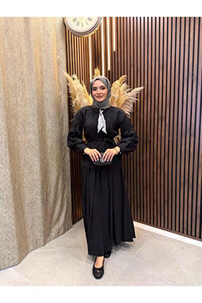 Fashionbox Lora Tensel Modal Skirt Suit |   Black