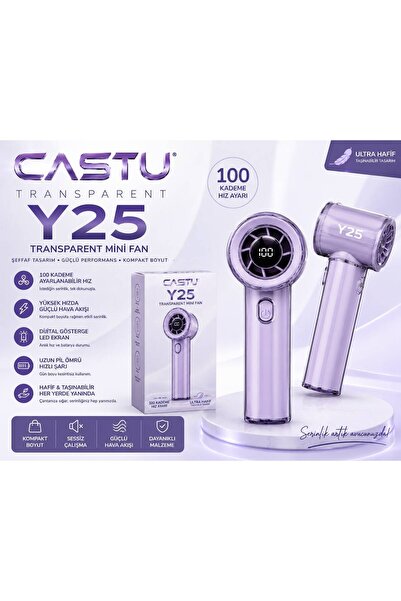 CASTU Şarjlı El Vantilatörü Dijital Göstergeli 5 Kademeli Turbo Mini Fan Y25