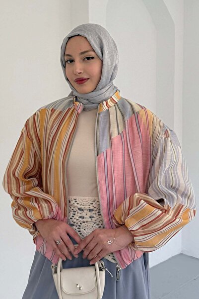 Modaensarbutik ZR Model Bomber Ceket-PEMBE