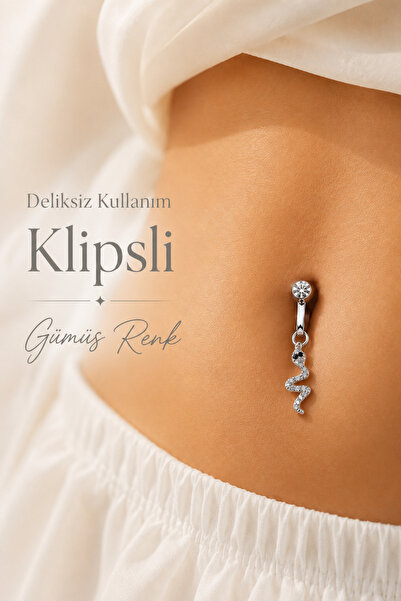 Sacce Scarves&Accessories Deliksiz Klipsli Yılan Figürlü Göbek Piercing Taşlı...