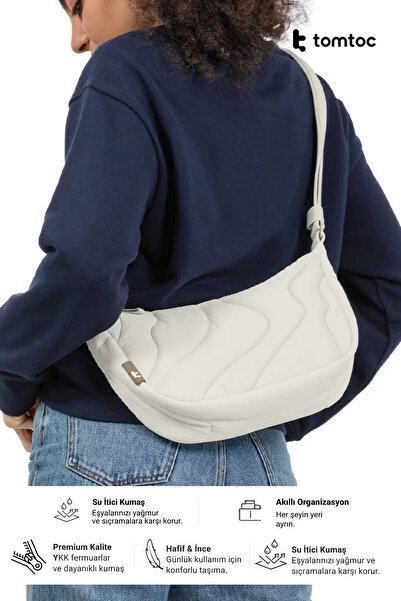 Tomtoc Terra Puffy Series T34 3.5L Snow White Hand and Shoulder Bag - T34S1W1