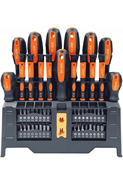 Silverina Set de șurubelnițe și biți magnetizabili, 50 de piese + suport S11590