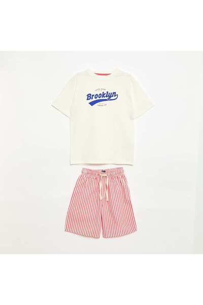 KIABI Short pajama set t-shirt + shorts - 2 pieces WHITE