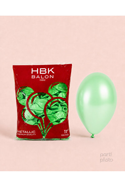HBK Balon HBK Metalik Açık Yeşil Balon 11 İnç 100 Adet, Parlak Mint Doğum Gün...