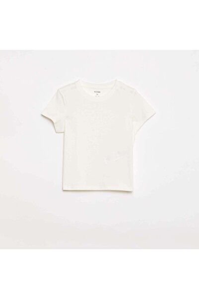 KIABI Plain Cotton Jersey T-shirt WHITE