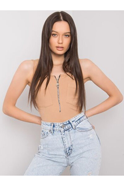 Italy Moda Top Dama Dungi, Decolteu rotund, ITALY MODA, Camel