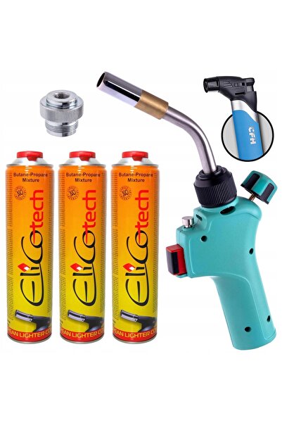 TC Technic Arzător cu gaz MAPP Propan pentru lipit, Turbo, cu 3 cartușe, bute...