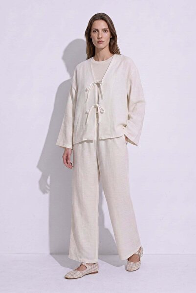 zenne Lace-Up Kimono Set 26610 - White