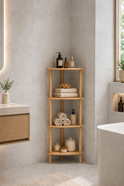 Avmpark Trian Köşe Raflı 4 Katlı Banyo Rafı, Mutfak Rafı, Havluluk, Deterjanl...