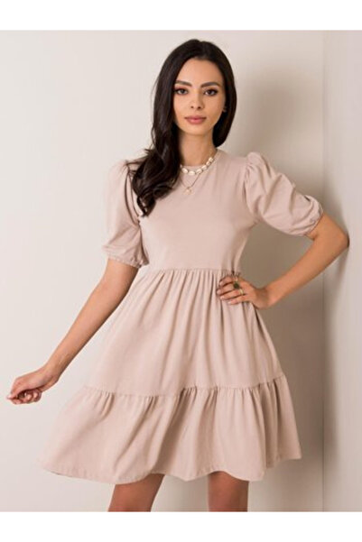 rue parıs Rochie Dama, RUE PARIS, Bumbac, Rochie evazata, Bej, model RV-SK-55...