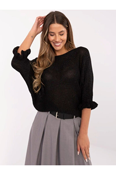 Italy Moda Γυναικείο Πουλόβερ, ITALY MODA, Βισκόζη, Μανίκι 3/4, Μαύρο, μοντέλ...