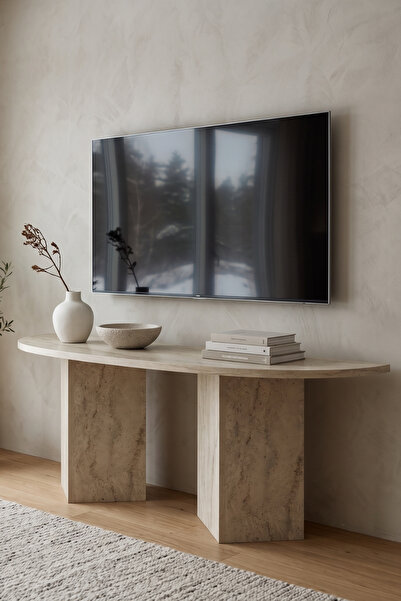 Skandi homeworks Terra 120 cm Modern TV Sehpası – Minimal Blok Ayaklı Tasarım...