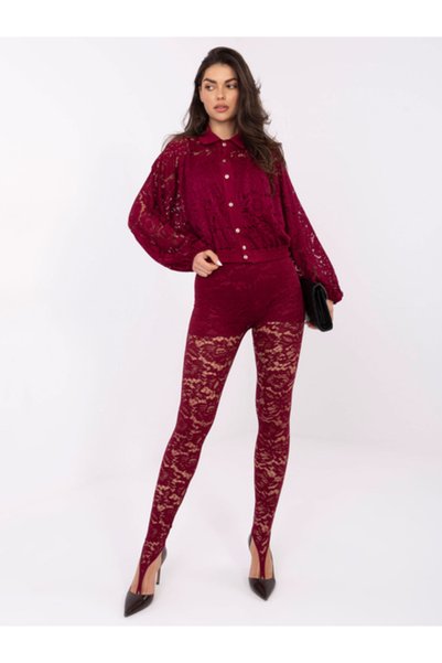 Italy Moda Women's Pants, ITALY MODA, Polyester, Openwork, Burgundy, model MI...