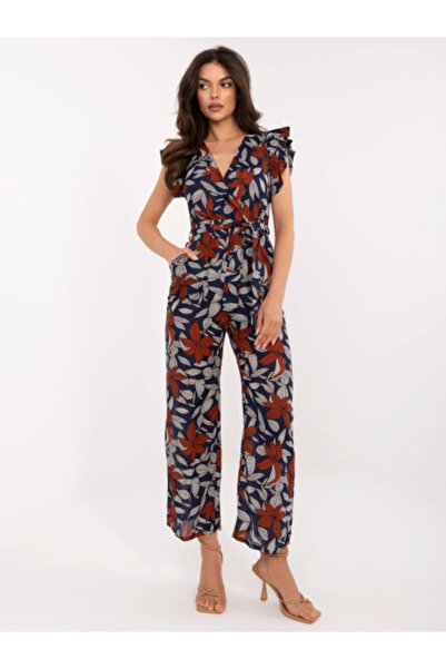 Italy Moda Women's Jumpsuit, ITALY MODA, Cotton, Print, Navy Blue, model DHJ-...