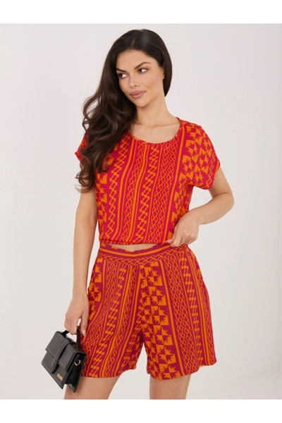 Sublevel Women's Shorts, Sublevel, Viscose, Floral, Orange, model D73771M62489KD
