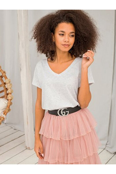 Basic Feel Good Tricou Dama Mini, Decolteu in V, BASIC FEEL GOOD, Gri deschis...